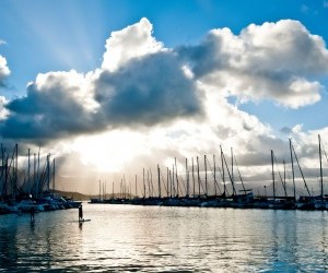 Yachts Boats in the Sea with Sky Clouds wallpaper