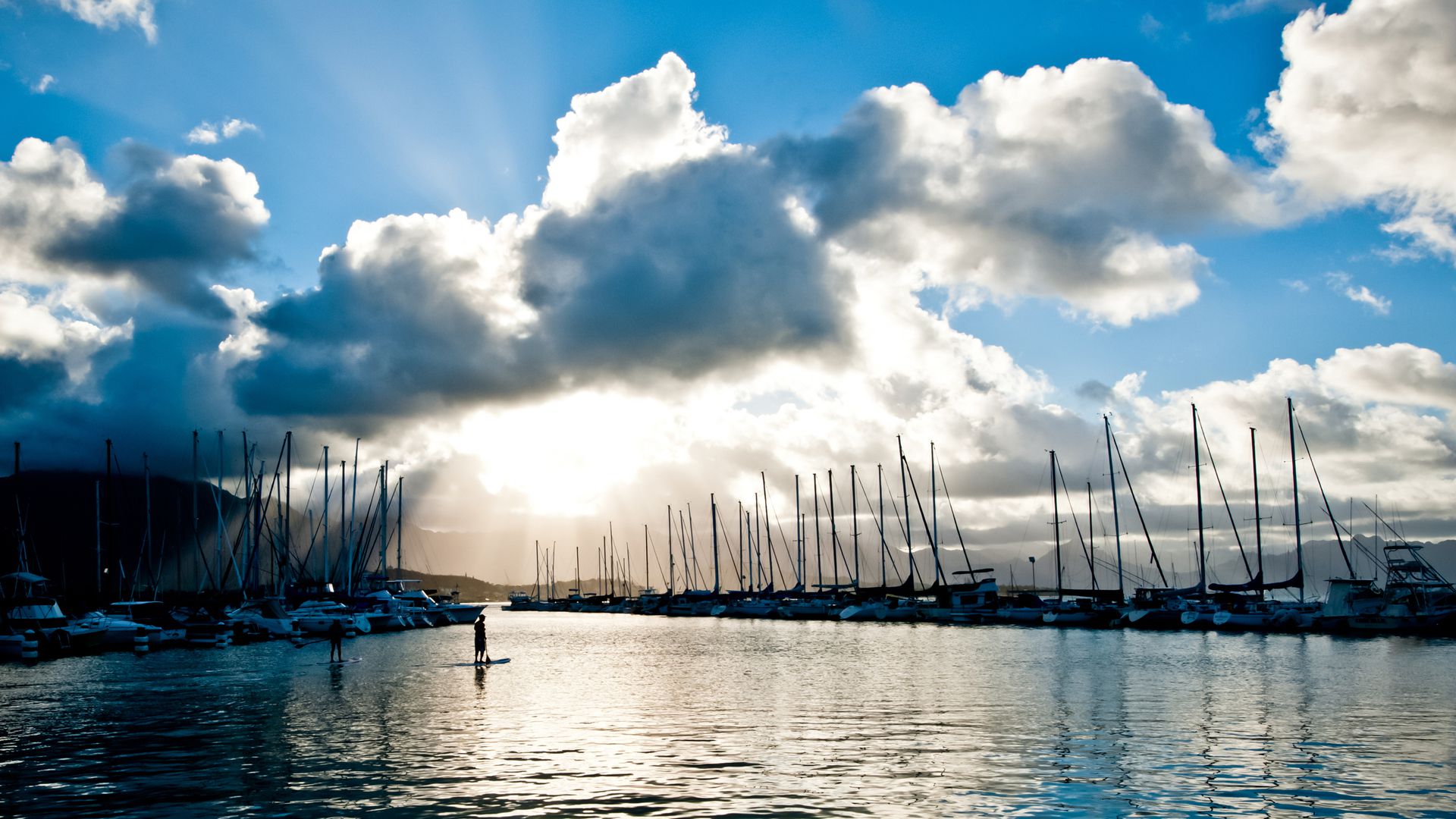 Yachts Boats in the Sea with Sky Clouds wallpaper download