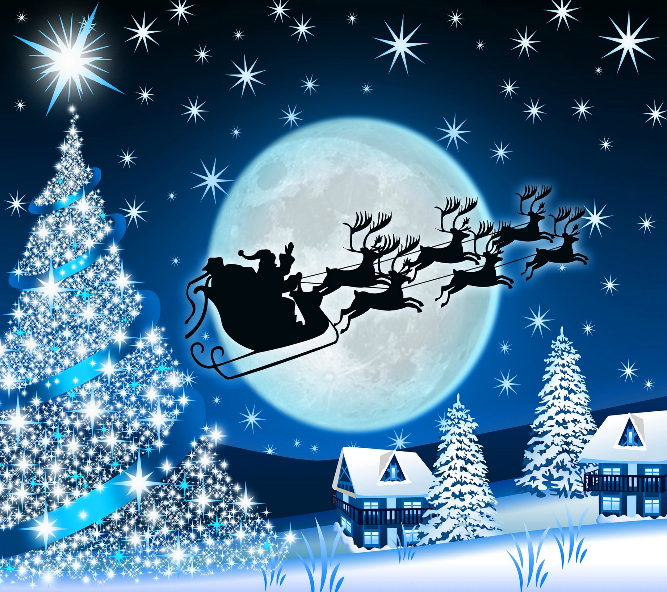 Blue Merry Christmas wallpaper download