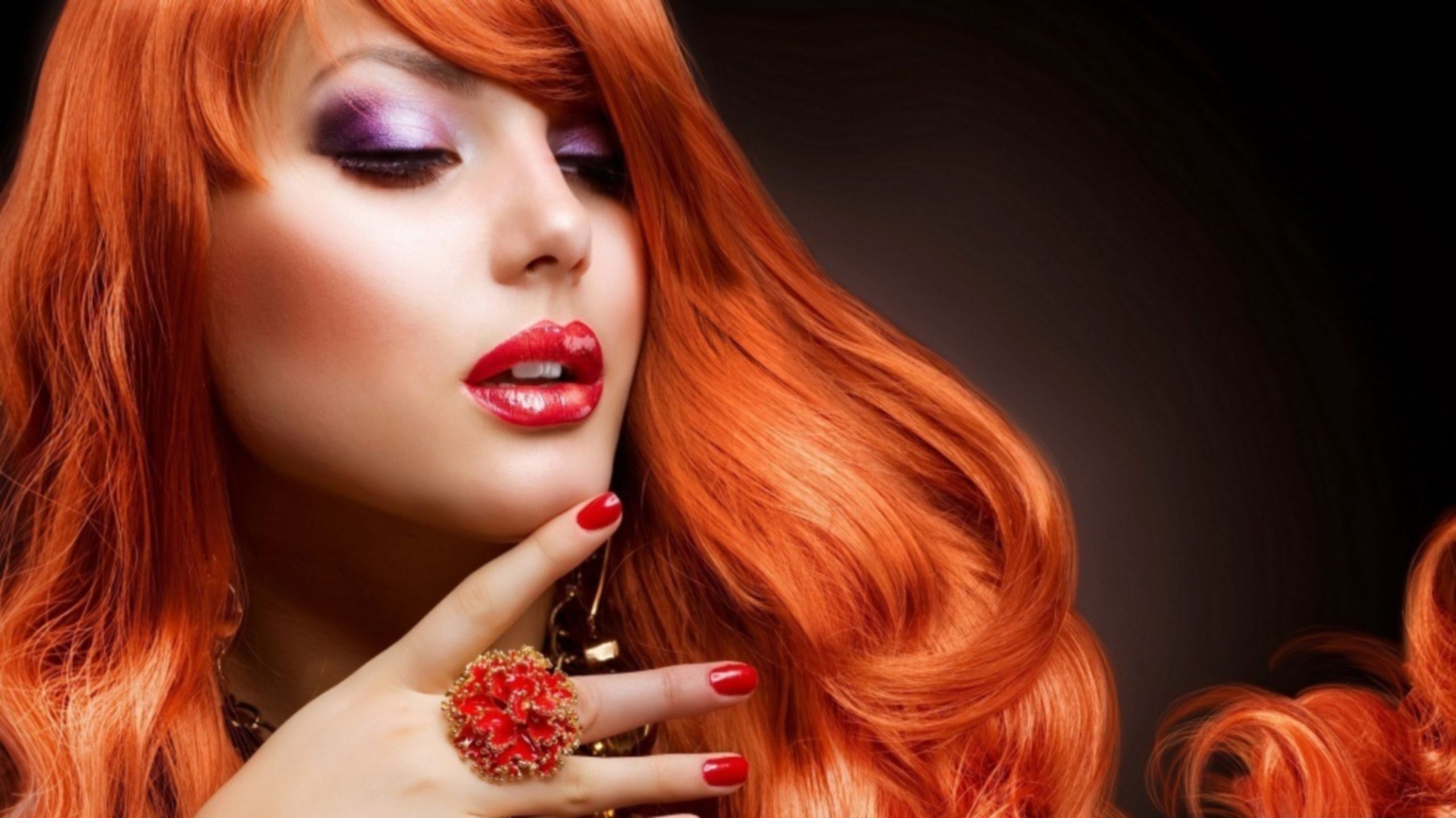 Woman Red Hair Makeup wallpaper download