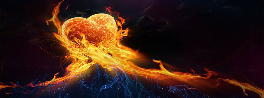 Heart in fire facebook cover wallpaper download